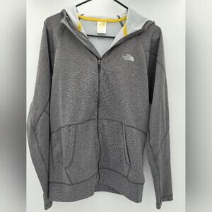 The North Face Men's Small Hooded Full Zip Jacket Gray Yellow
